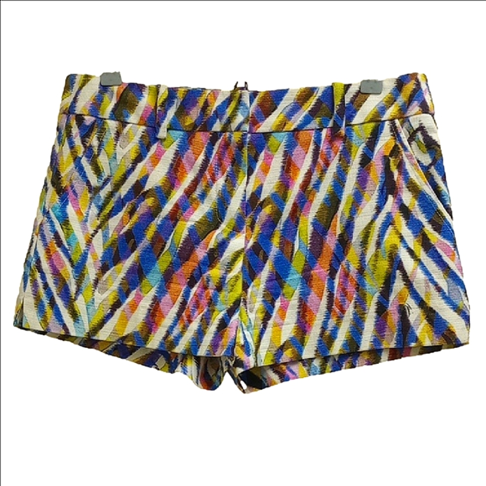 TRINA TURK ROYAL BLUE / LIME GREEN MULTICOLOR SOFT CANVAS SHORTS